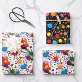 ワイルド絵を描（ばちゃばちゃ）跳ねる ラッピングペーパーシート