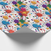 ワイルド絵を描（ばちゃばちゃ）跳ねる ラッピングペーパー (角)