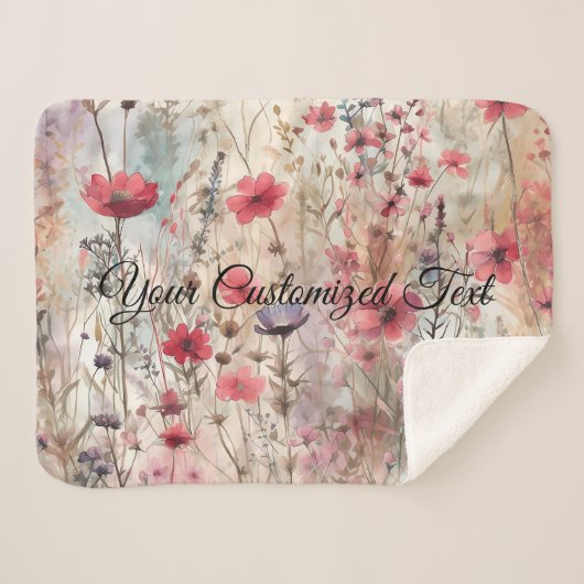 ワイルド美しい織ファッションドり:ワイルドフラワー シェルパブランケット (正面(横))