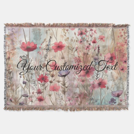 ワイルド美しい織ファッションドり:ワイルドフラワー スローブランケット (正面)