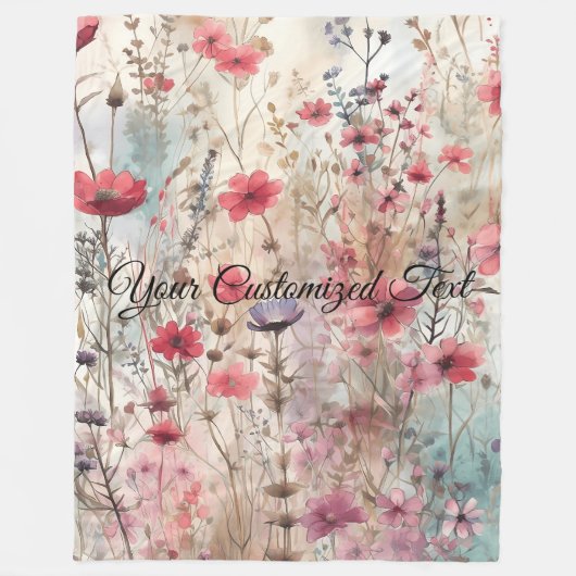 ワイルド美しい織ファッションドり:ワイルドフラワー フリースブランケット (正面)