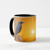 ワイルド自然カラス風コーヒーマグ マグカップ (正面左)