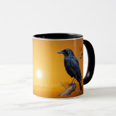 ワイルド自然カラス風コーヒーマグ マグカップ (正面右)