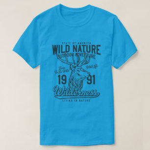 ワイルド自然ヴィンテージスタイル狩りテーマTシャツ Tシャツ