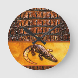 ワイルド自然- CROCODILE-DILE-DILEデザイン ラウンド壁時計