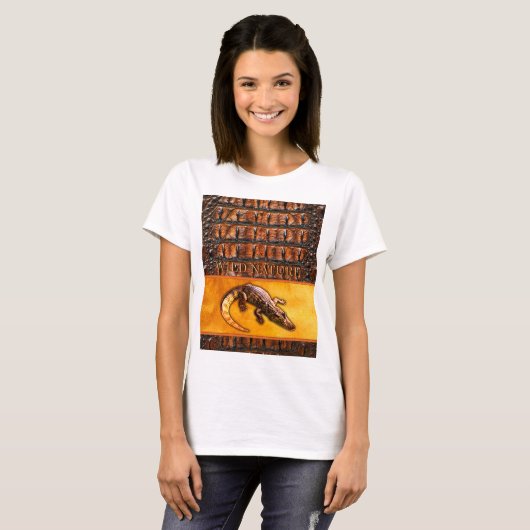 ワイルド自然- CROCODILE-DILE-DILEデザイン Tシャツ (正面フル)