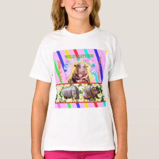 ワイルド自然。HIPPOデザイン収集 Tシャツ