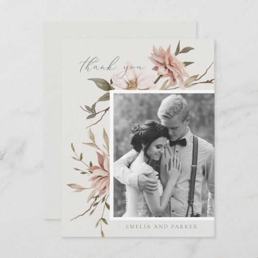 ワイルド花模様サンキューカード サンキューカード (正面/裏面)