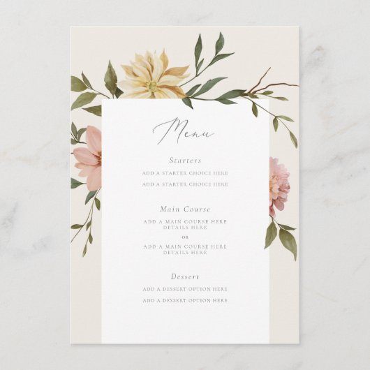 ワイルド花模様メニューカード メニュー (正面)