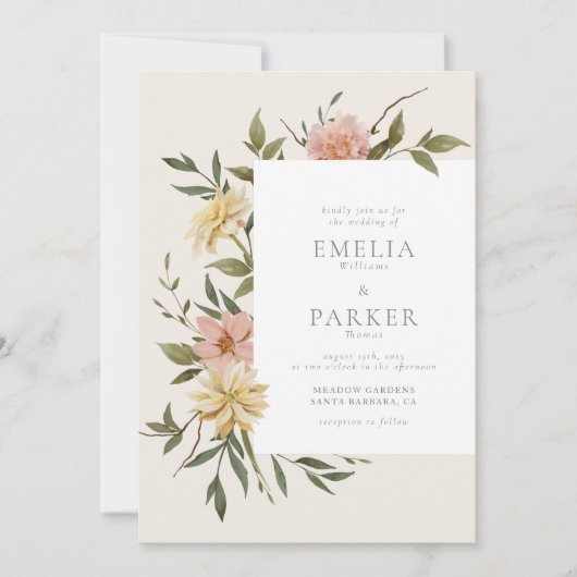 ワイルド花模様招待状 招待状 (正面)