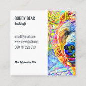 ワイルド芸術的ブラウンベアポートレートテンプレート    スクエア名刺 (裏面)