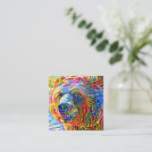 ワイルド芸術的ブラウンベアポートレートテンプレート    スクエア名刺 (スタンド正面)