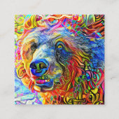 ワイルド芸術的ブラウンベアポートレートテンプレート スクエア名刺 (正面)