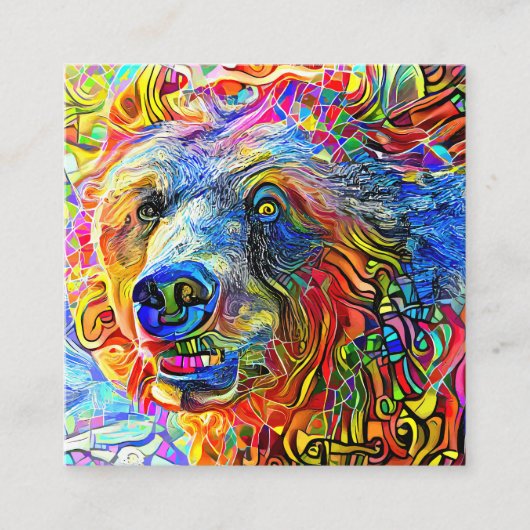 ワイルド芸術的ブラウンベアポートレートテンプレート    スクエア名刺 (正面)