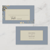 ワイルド葉フローラズダスティブルー結婚ズ プレイスカード (正面/裏面)