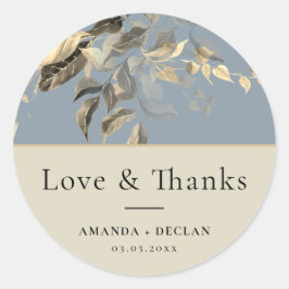 ワイルド葉フローラズダスティブルー結婚ズ ラウンドシール