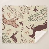 ワイルド調和 – ラグジュアリーアニマル&ボタニカル シェルパブランケット (正面(横))