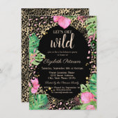 ワイルド金ゴールドLeopardプリント離れ 招待状 (正面/裏面)