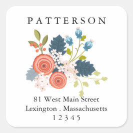 ワイルド開花フローラガーデン差出人住所ラベル スクエアシール