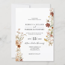 ワイルド開花モダン結婚式招待状