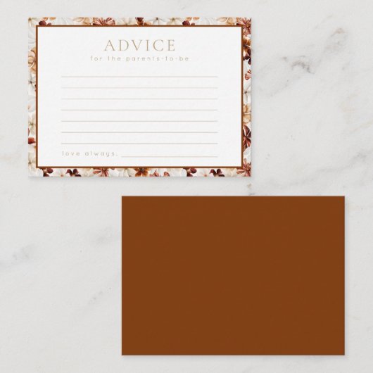 ワイルド開花素朴フローラベビーシャワーアドバイスカード ノートカード (正面/裏面)