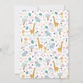 ワイルド1かわいいサファリ動物の男の子の赤ちゃんシャワー 招待状 (裏面)