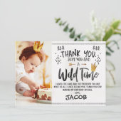 ワイルド1枚の写真の1番目の誕生日サンキューカード 招待状 (スタンド正面)