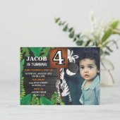 ワイルド4サファリカスタムフォトフォト誕生日招待状 招待状 (スタンド正面)