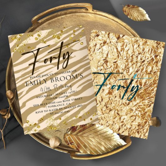 ワイルド40歳誕生日 フォーティー ゴールド 誕生日招待状 招待状