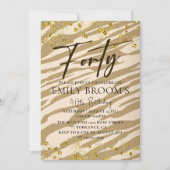 ワイルド40歳誕生日 フォーティー ゴールド 誕生日招待状 招待状 (正面)