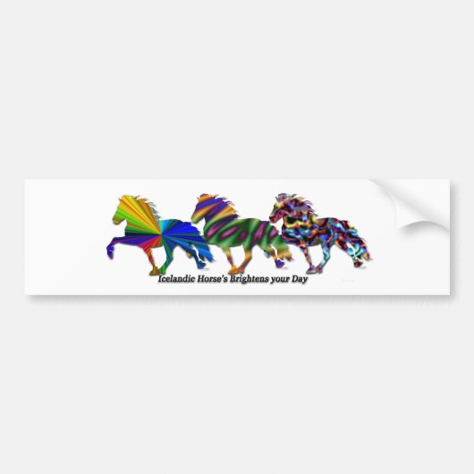 ワイルド・アイスランド馬 バンパーステッカー (正面)