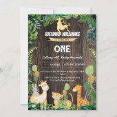 ワイルド・アニマルズ ジャングル テーマ キッズ サファリ バースデー 招待状 (正面)