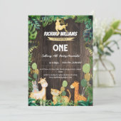 ワイルド・アニマルズ ジャングル テーマ キッズ サファリ バースデー 招待状 (スタンド正面)