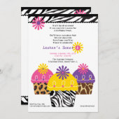 ワイルド アバウト カップケーキ ご招待 招待状 (正面/裏面)