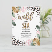 ワイルド アンド シックス レオパード プリント 6歳の誕生日パーティー 招待状 (スタンド正面)