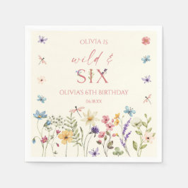 ワイルド アンド シックス ワイルドフラワー 6歳の誕生日パーティー スタンダードカクテルナプキン