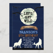 ワイルド·ウルフ·バースデー·パーティーの招待 招待状 (正面/裏面)