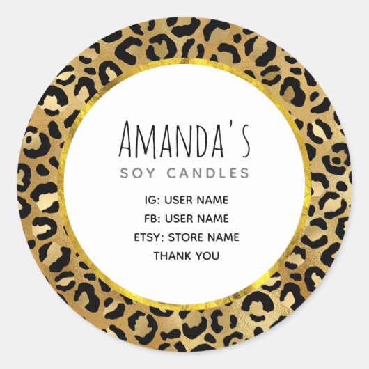 ワイルド&エキゾチックなヒョウ柄ビジネス ラウンドシール (正面)