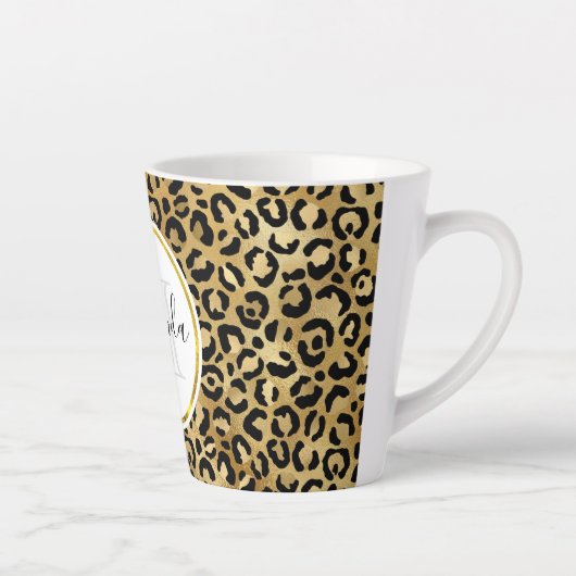 ワイルド&エキゾチックなヒョウ柄モノグラム カフェラテマグ (右)