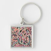 ワイルド、オリジナル抽象芸術 キーホルダー (正面)