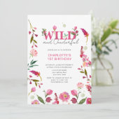ワイルド&オンダーフルピンクフローラガール1st誕生日 招待状 (スタンド正面)