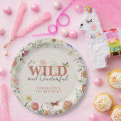 ワイルド&オンダーフル押し花ガール1st誕生日 ペーパープレート (パーティー)