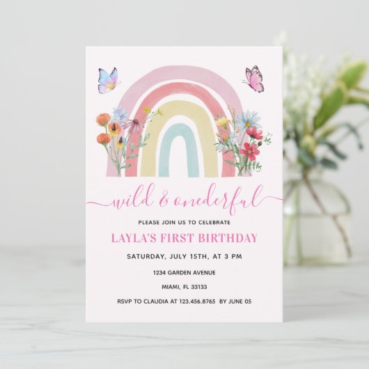 ワイルド&オンダーフル野草虹の第1の誕生日 招待状 (スタンド正面)