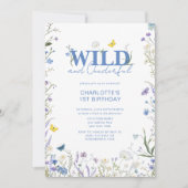 ワイルド&オンダーフル1stバースデーブルーワイルドフラワー 招待状 (正面)
