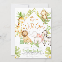 ワイルド・ガールの赤ちゃんシャワー招待状動物 招待状