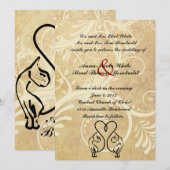 ワイルド·キャット·ラバーズ·ブラック·アンド·金ゴールド結婚式招待状 招待状 (正面/裏面)