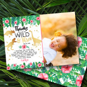 ワイルド&スリーガールズ恐竜3番目の誕生日写真 サンキューカード