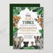 ワイルド&スリーサファリ誕生日の招待状 招待状 (正面/裏面)