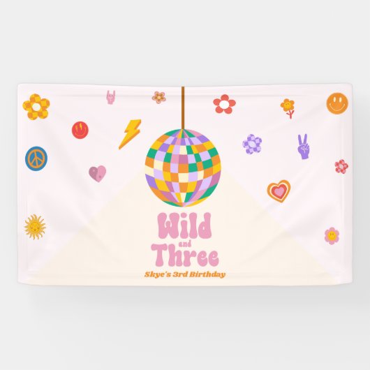 ワイルド&スリーディスコボール第3誕生日パーティー 横断幕 (横)