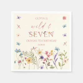 ワイルド＆セブンワイルドフラワー7歳の誕生日パーティー スタンダードカクテルナプキン